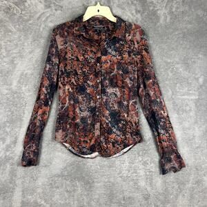 Peruvian Connection Blouse Top Womens S Abstract Floral 100% Viscose